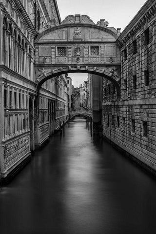 BandW Bridge of Sighs Black Ornate Wood Framed Art Print with Double Matting by Head, Danny