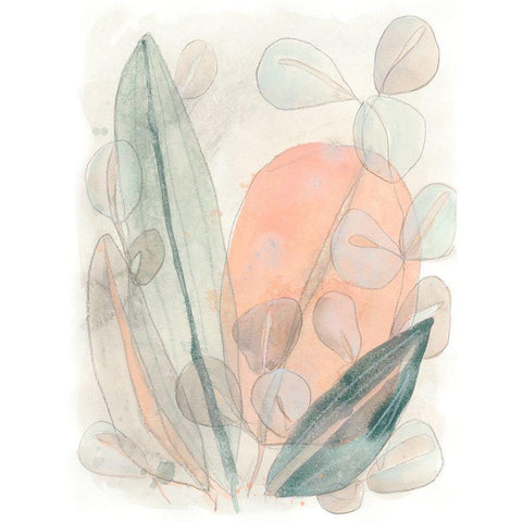Leaf Scatter I Black Modern Wood Framed Art Print with Double Matting by Vess, June Erica
