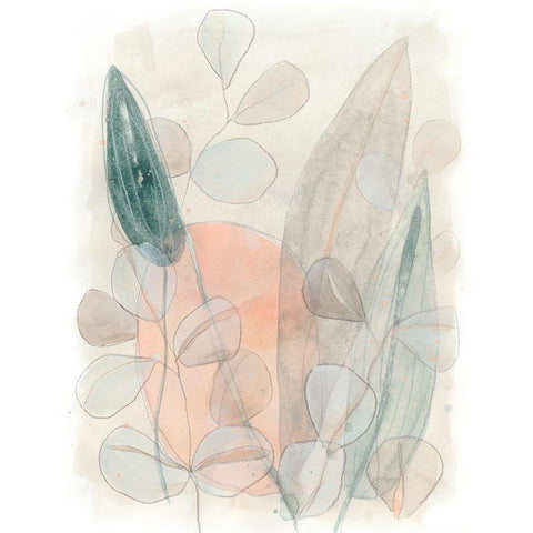 Leaf Scatter II Black Modern Wood Framed Art Print with Double Matting by Vess, June Erica