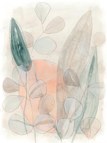 Leaf Scatter II Black Ornate Wood Framed Art Print with Double Matting by Vess, June Erica