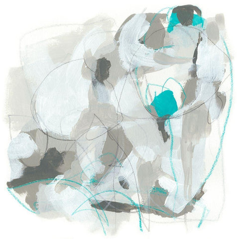 Blue Scramble I Black Modern Wood Framed Art Print by Vess, June Erica