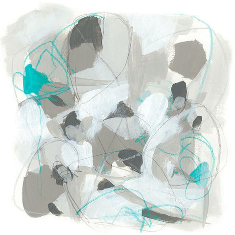 Blue Scramble III White Modern Wood Framed Art Print by Vess, June Erica