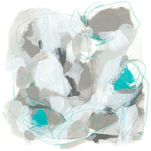 Blue Scramble IV Black Modern Wood Framed Art Print by Vess, June Erica