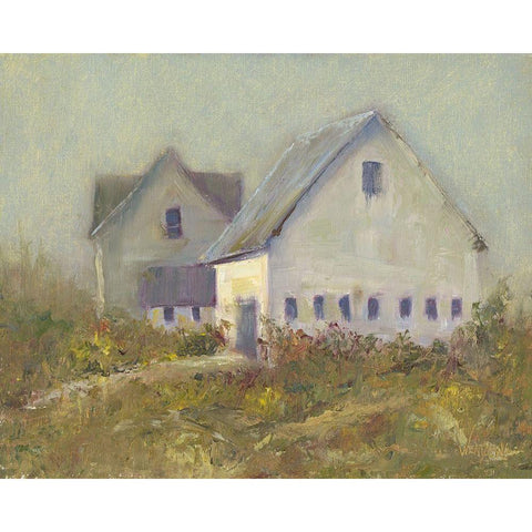 White Barn I Gold Ornate Wood Framed Art Print with Double Matting by Wendling, Marilyn