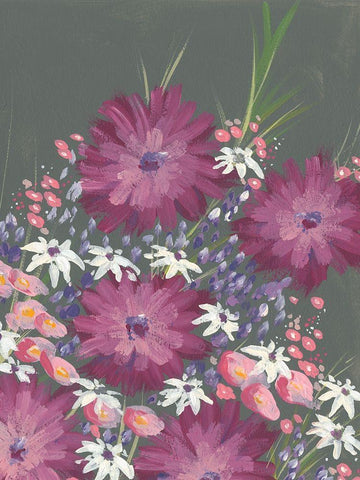 Mauve Wildflower Garden I Black Ornate Wood Framed Art Print with Double Matting by Moore, Regina