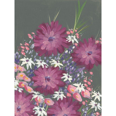 Mauve Wildflower Garden I Black Modern Wood Framed Art Print by Moore, Regina