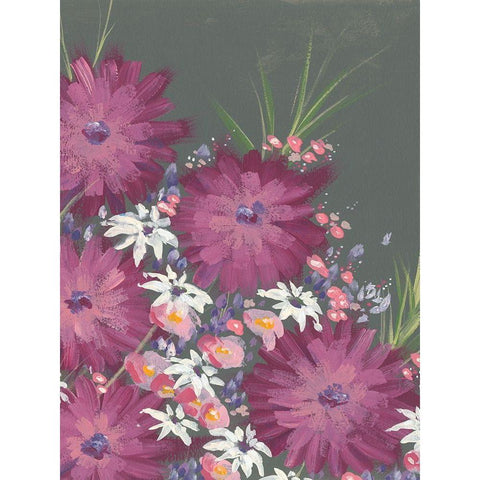 Mauve Wildflower Garden II Black Modern Wood Framed Art Print with Double Matting by Moore, Regina