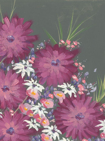 Mauve Wildflower Garden II Black Ornate Wood Framed Art Print with Double Matting by Moore, Regina
