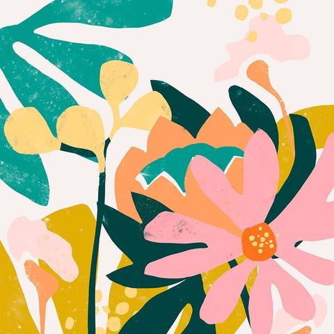 Cut Paper Garden I White Modern Wood Framed Art Print with Double Matting by Vess, June Erica