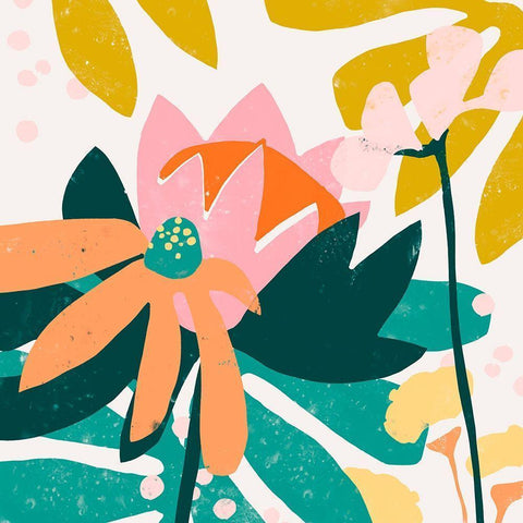 Cut Paper Garden II Black Modern Wood Framed Art Print with Double Matting by Vess, June Erica