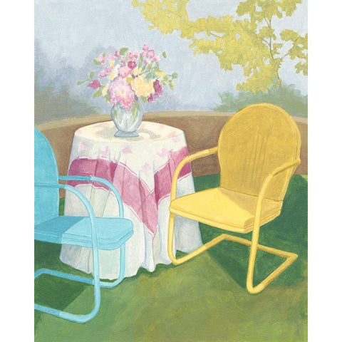 Garden Conversation II Gold Ornate Wood Framed Art Print with Double Matting by Meagher, Megan