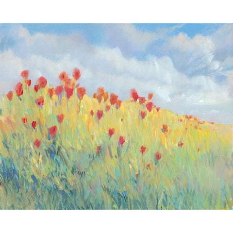 Summer Breeze Meadow I White Modern Wood Framed Art Print by OToole, Tim