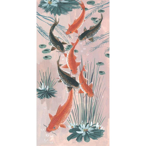 Traditional Koi Pond I Black Modern Wood Framed Art Print by Wang, Melissa