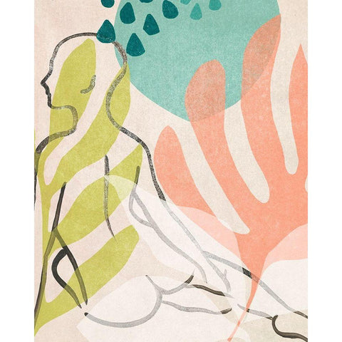 Tropical Nude I White Modern Wood Framed Art Print by Vess, June Erica