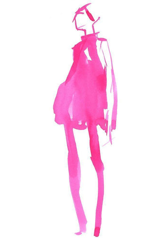 Fuchsia Street Fashion II White Modern Wood Framed Art Print with Double Matting by Parker, Jennifer Paxton