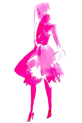 Fuchsia Street Fashion IV White Modern Wood Framed Art Print with Double Matting by Parker, Jennifer Paxton