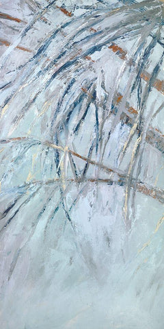 Grey Palms I White Modern Wood Framed Art Print with Double Matting by Wilkins, Suzanne