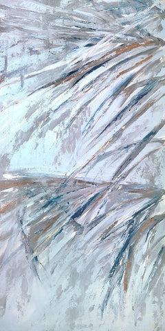 Grey Palms III White Modern Wood Framed Art Print with Double Matting by Wilkins, Suzanne