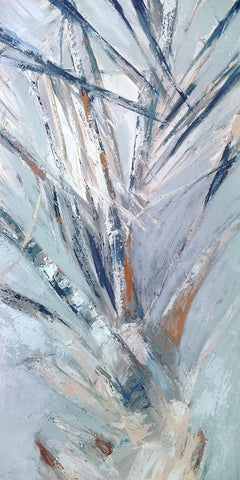 Grey Palms IV Black Ornate Wood Framed Art Print with Double Matting by Wilkins, Suzanne