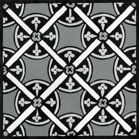 Non-embellish Renaissance Tile III Black Ornate Wood Framed Art Print with Double Matting by Vision Studio