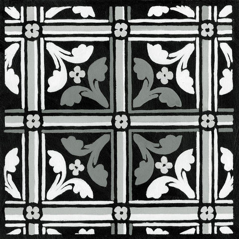 Non-embellish Renaissance Tile IV Black Modern Wood Framed Art Print with Double Matting by Vision Studio