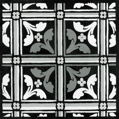 Non-embellish Renaissance Tile IV Black Modern Wood Framed Art Print by Vision Studio
