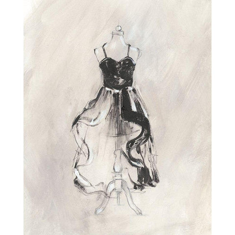 Black Evening Gown II White Modern Wood Framed Art Print by Harper, Ethan