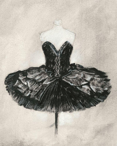 Black Ballet Dress I Black Ornate Wood Framed Art Print with Double Matting by Harper, Ethan