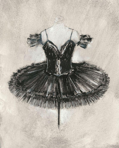 Black Ballet Dress II Black Ornate Wood Framed Art Print with Double Matting by Harper, Ethan