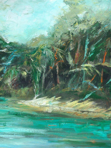 Waterway Jungle II Black Ornate Wood Framed Art Print with Double Matting by Wilkins, Suzanne