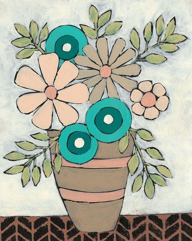 Mid Summer Bouquet I Black Ornate Wood Framed Art Print with Double Matting by Moore, Regina