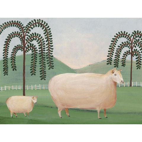 Folk Farm I Black Modern Wood Framed Art Print with Double Matting by Moore, Regina
