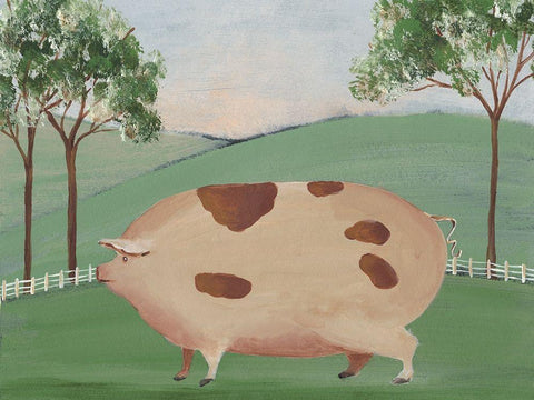 Folk Farm III White Modern Wood Framed Art Print with Double Matting by Moore, Regina