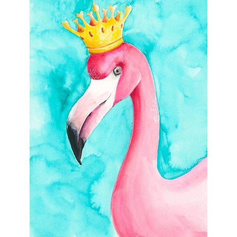 Flamingo Queen I Black Modern Wood Framed Art Print by Moore, Regina