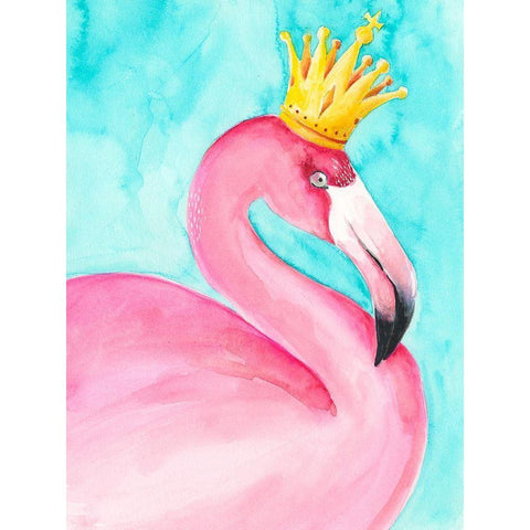 Flamingo Queen II White Modern Wood Framed Art Print by Moore, Regina