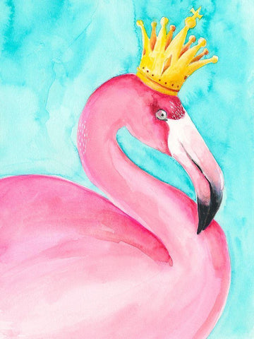 Flamingo Queen II White Modern Wood Framed Art Print with Double Matting by Moore, Regina