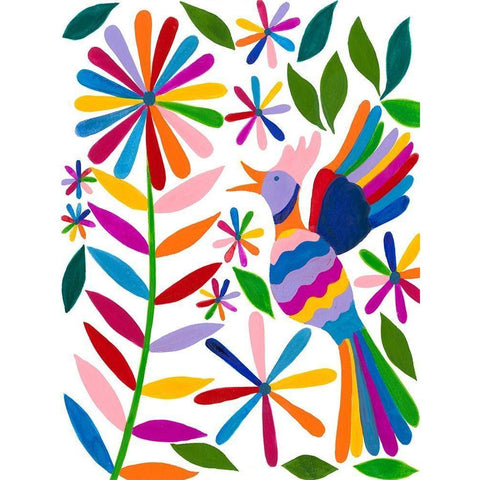 Otomi Bird II White Modern Wood Framed Art Print by Moore, Regina