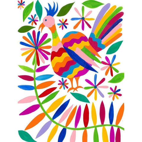 Otomi Bird III White Modern Wood Framed Art Print by Moore, Regina