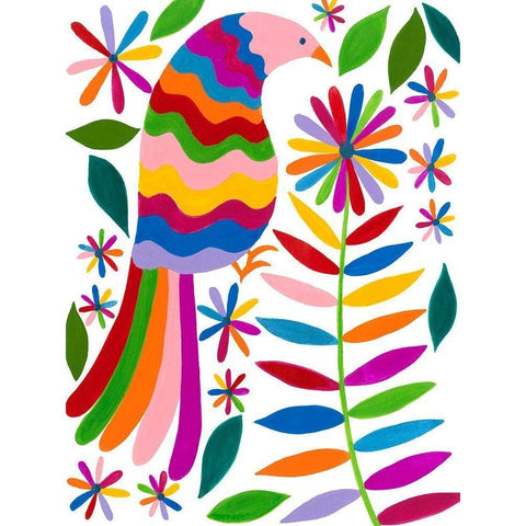 Otomi Bird IV Black Modern Wood Framed Art Print by Moore, Regina