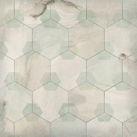 Hexagon Tile III Black Modern Wood Framed Art Print with Double Matting by Vess, June Erica