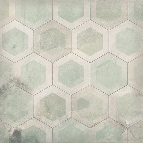 Hexagon Tile VII Gold Ornate Wood Framed Art Print with Double Matting by Vess, June Erica