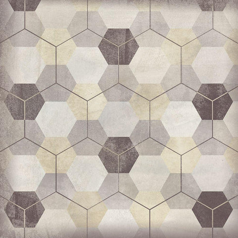 Hexagon Tile VIII Black Modern Wood Framed Art Print by Vess, June Erica