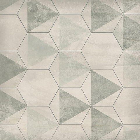 Hexagon Tile IX White Modern Wood Framed Art Print by Vess, June Erica