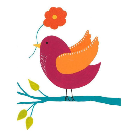 Cute Bird II Black Modern Wood Framed Art Print with Double Matting by Moore, Regina