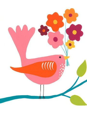 Cute Bird III White Modern Wood Framed Art Print with Double Matting by Moore, Regina