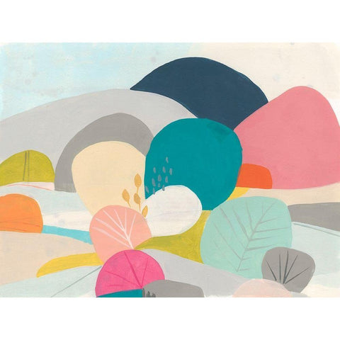 Meadow Whimsy II Black Modern Wood Framed Art Print by Vess, June Erica