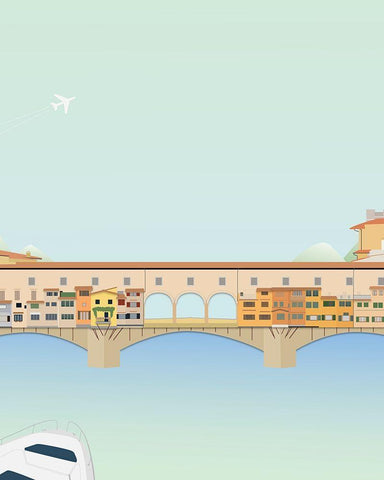 Travel Europe--Ponte Vecchio White Modern Wood Framed Art Print with Double Matting by Soerensen, Gurli
