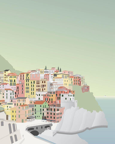 Travel Europe--Manarola Black Ornate Wood Framed Art Print with Double Matting by Soerensen, Gurli