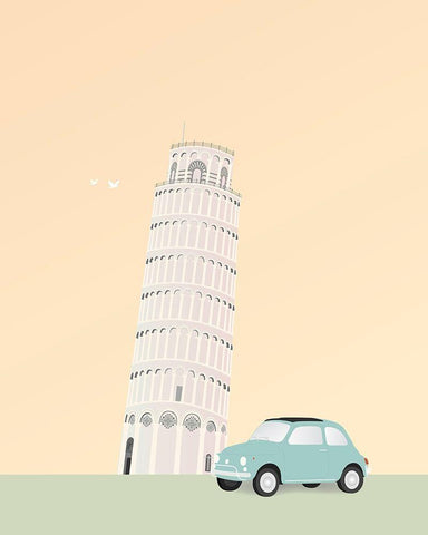 Travel Europe--Pisa White Modern Wood Framed Art Print with Double Matting by Soerensen, Gurli