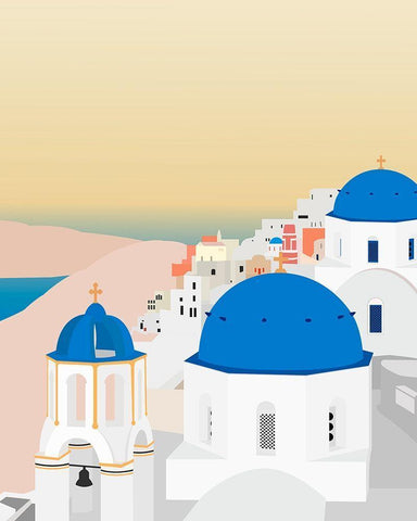 Travel Europe--Santorini Black Ornate Wood Framed Art Print with Double Matting by Soerensen, Gurli